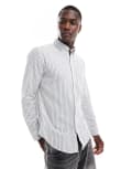 [Ben Sherman] Ben Sherman long sleeve linen look wide stripe shirt in white M WHITE