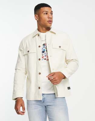 Ben Sherman long sleeve overshirt in ivory