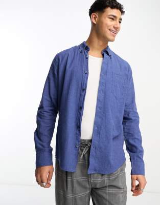 Ben Sherman long sleeve shirt in blue - ASOS Price Checker