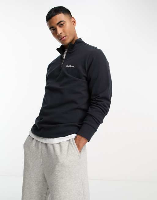 Ben Sherman - Maglione piqué blu navy con collo a imbuto