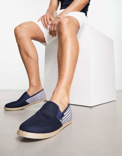 Ben Sherman – Marinblå espadrillos med ränder