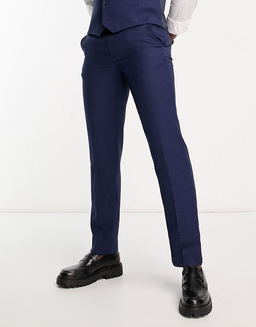 ben sherman - marinblå, rutiga kostymbyxor