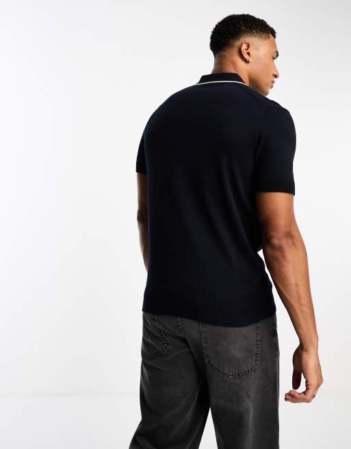 Ben Sherman – Marinblå strukturerad pikétröja, 2 av 4