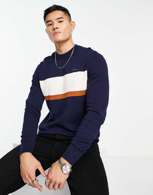 Ben Sherman - Marineblå trøje med stribe foran