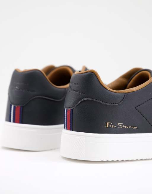 Ben Sherman minimal lace up sneakers in black