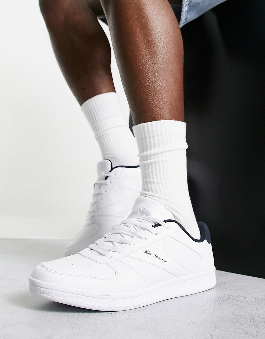 Ben Sherman Minimal Lace Up Sneakers In White And Navy