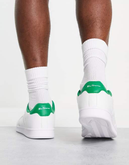 Ben Sherman - Minimalistische sneakers met brede pasvorm en veters in wit en groen, 2 van 4