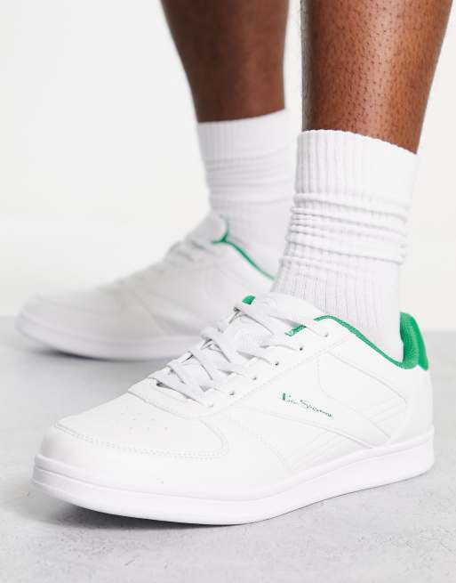 Ben Sherman - Minimalistische sneakers met brede pasvorm en veters in wit en groen, 4 van 4