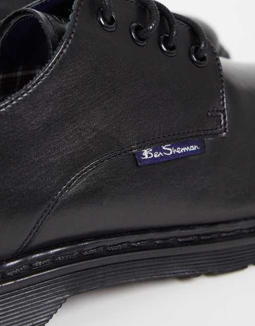 Ben Sherman - Mod schoenen van leer met brede pasvorm en veters in zwart, 4 van 4