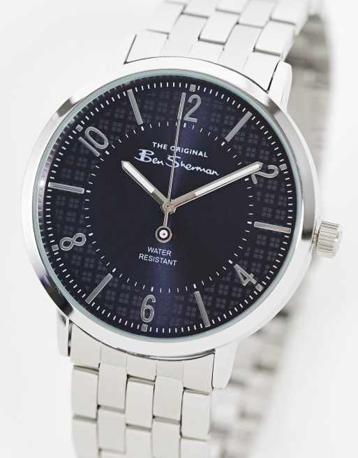 Ben Sherman - Montre-bracelet à maillons chunky avec cadran bleu - Argenté