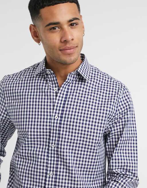 Ben Sherman navy gingham slim fit shirt