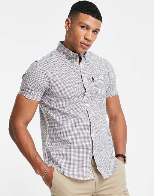 Ben Sherman – Niebieska koszula w kratę z krótkimi rękawami