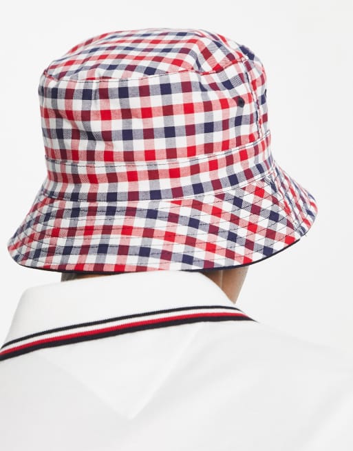 Ben Sherman - Omkeerbare bucket hat met gingham ruit in marineblauw, 3 van 4