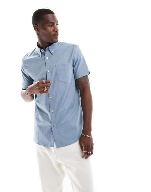 Ben Sherman - Oxford overhemd met korte mouwen in lichtblauw