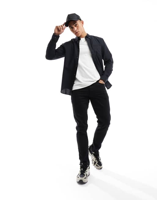 Ben Sherman - Oxford overhemd met lange mouwen in zwart