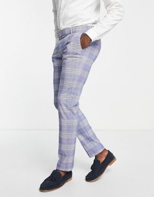 Ben Sherman skinny check suit trousers in blue - ASOS Price Checker