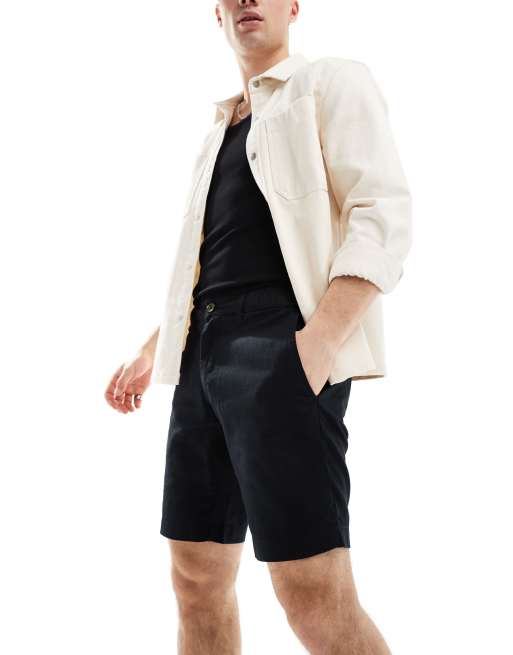 Ben Sherman - Pantaloncini in lino e cotone neri
