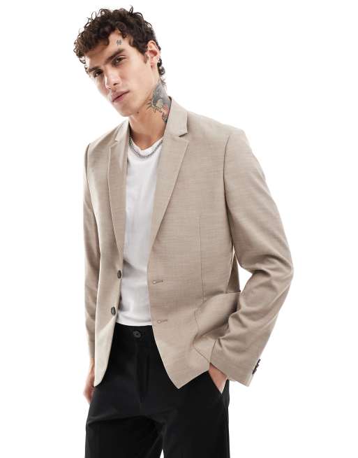 Ben Sherman patch pocket suit jacket in beige