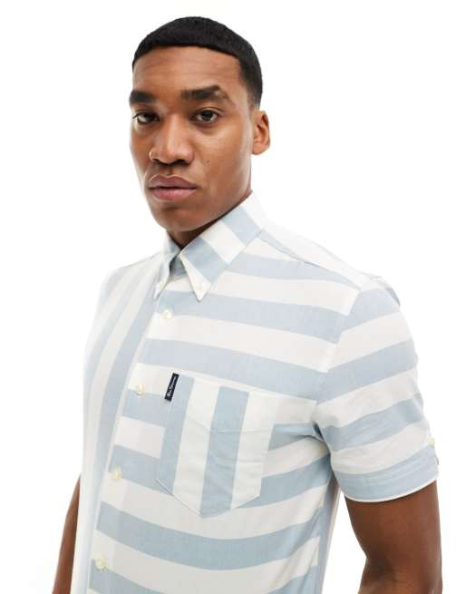 Ben Sherman - Patchwork overhemd met korte mouwen in lichtblauw 