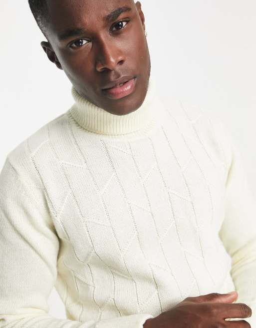 Cream wool outlet polo neck jumper