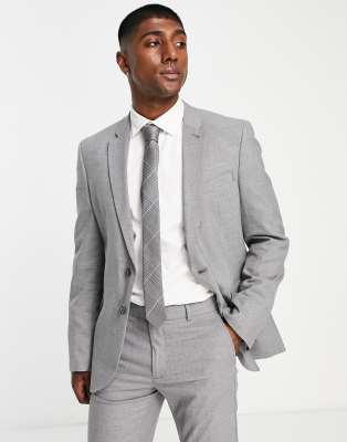 Ben Sherman Ben Sherman peach grey overcheck slim fit suit jacket