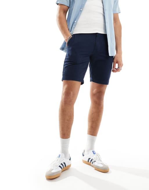 Ben Sherman plain seersucker resort shorts in dark navy