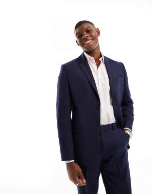 Ben Sherman Ben Sherman plain slim blazer jacket in navy