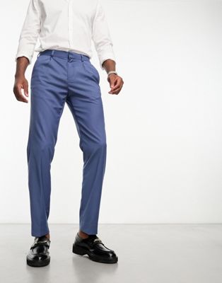 Ben Sherman pleated smart trousers in blue - ASOS Price Checker