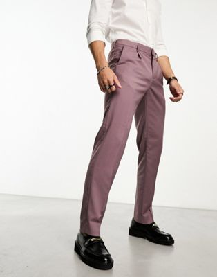 Ben Sherman pleated smart trousers in mauve