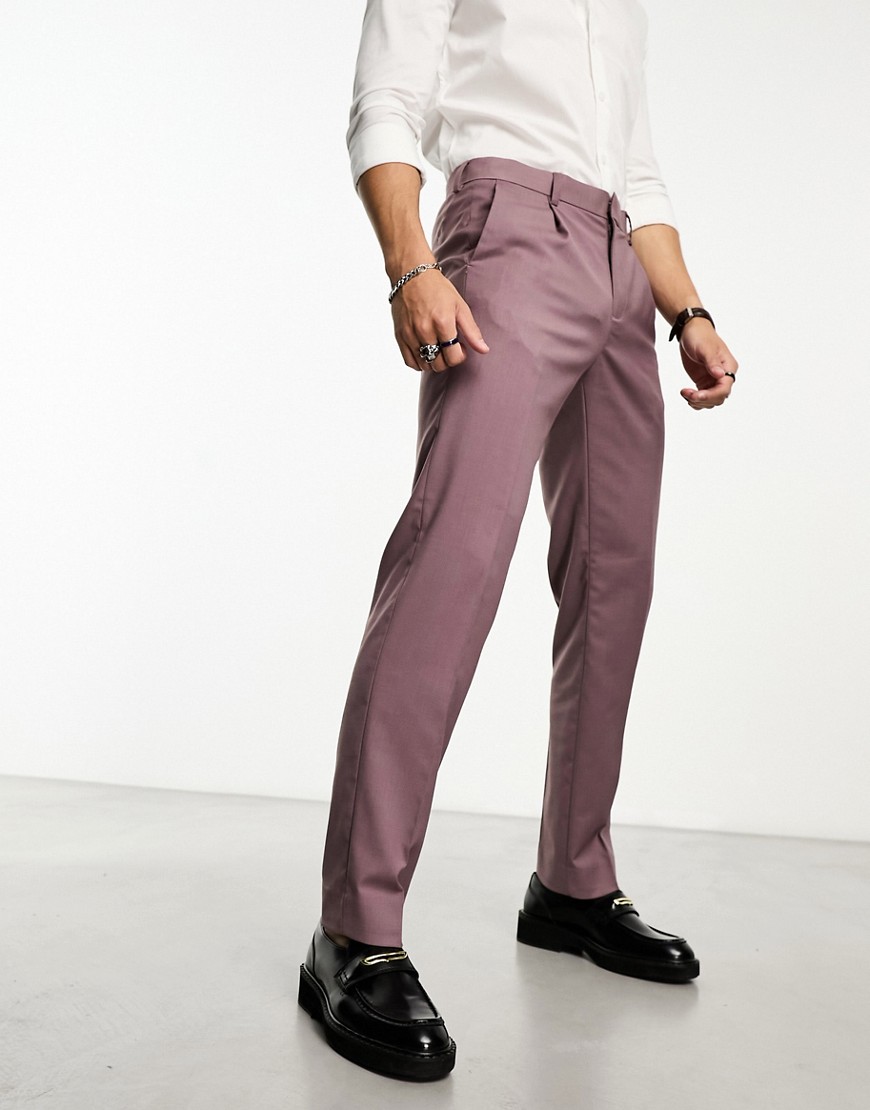 Ben Sherman pleated smart trousers in mauve-Purple