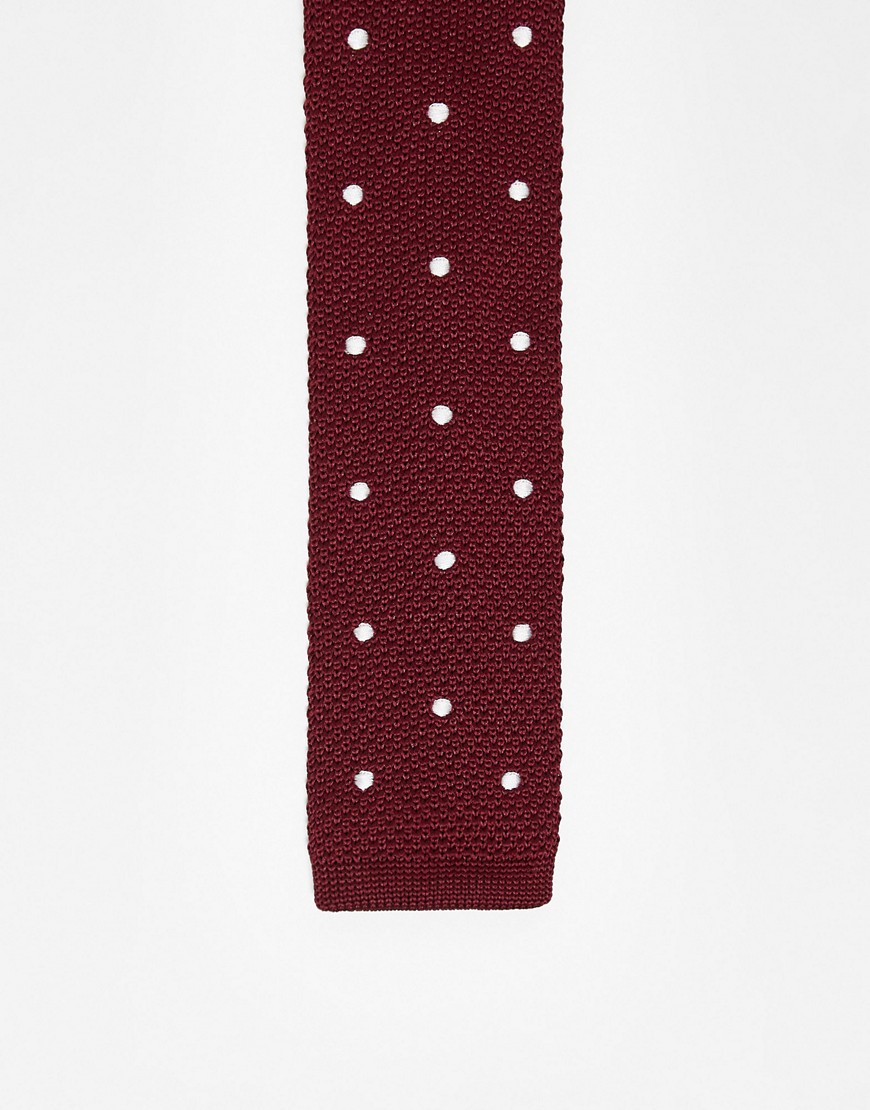 Ben Sherman polka dot knitted tie in red