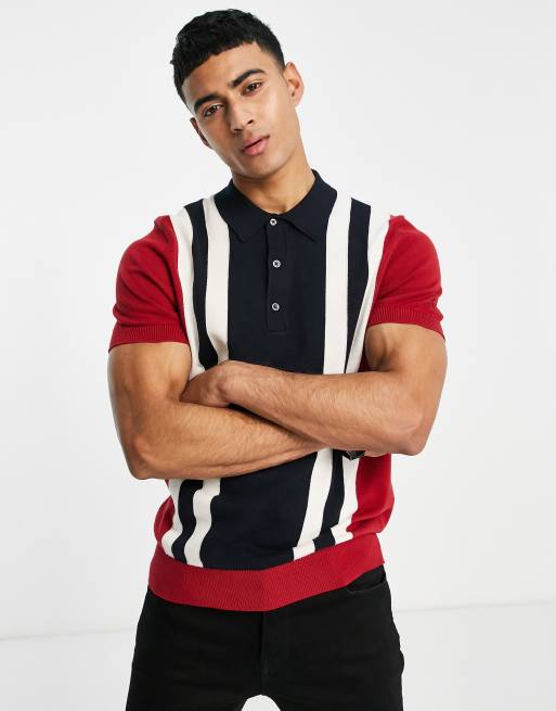 Ben Sherman - Polo in maglia rossa a righe