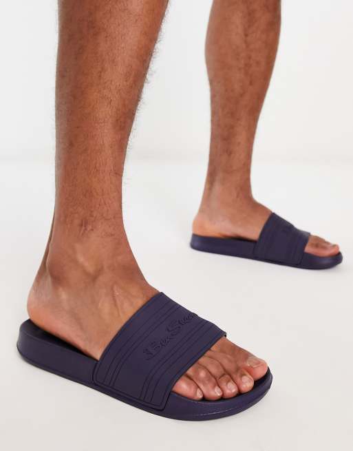 Ben Sherman – Pool-Slider in Marineblau mit Logo