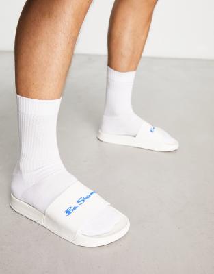 Ben Sherman pool sliders in off white