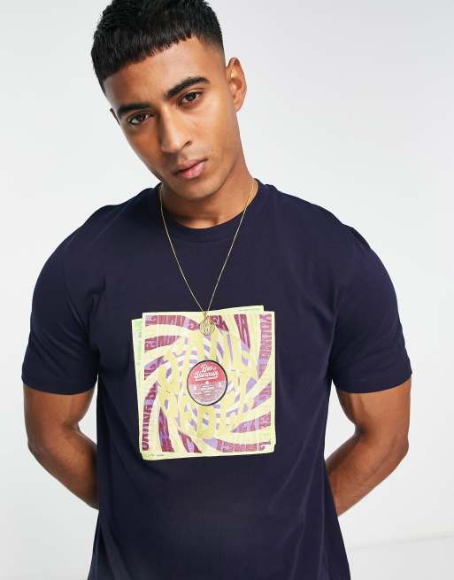 Ben Sherman record print t-shirt in navy