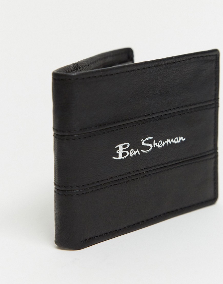 Ben Sherman RFID leather coin wallet-Black