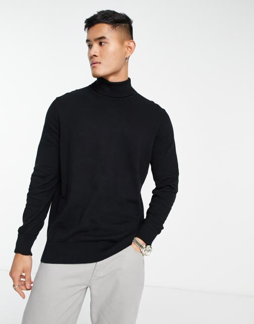 Ben Sherman roll neck jumper in black | ASOS