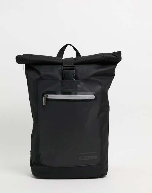 Ben Sherman roll top backpack in black