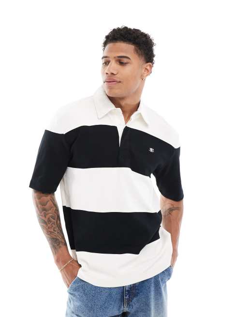 Ben Sherman - Ruimvallende rugbypolo met korte mouwen in gebroken wit, 2 van 4