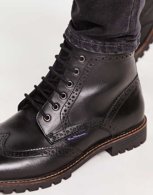 Ben Sherman - Scarpe brogue eleganti in pelle nera, 4 di 4