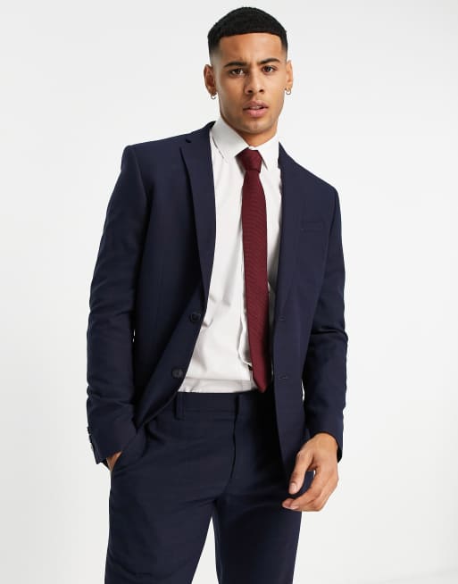 Ben Sherman – Schmale Anzugjacke in Navy kariert