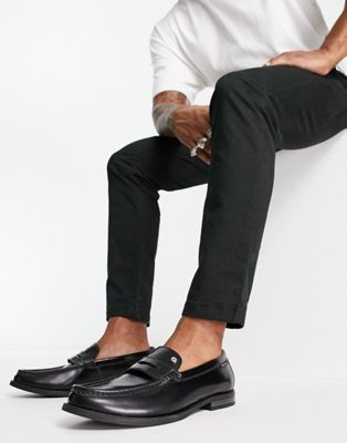 Ben Sherman leather penny loafers in black - ASOS Price Checker