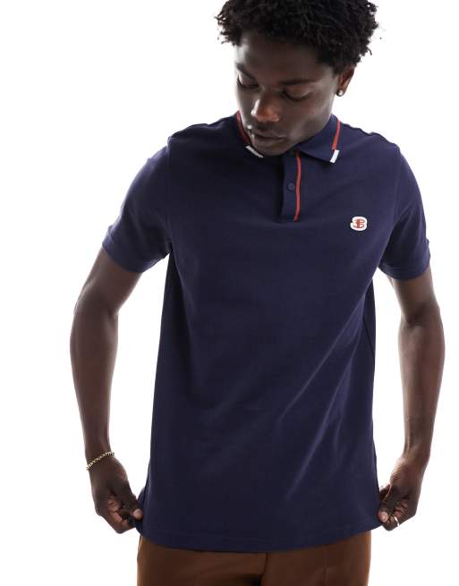 Ben Sherman – Schweres, strukturiertes Pikee-Polohemd in Marineblau