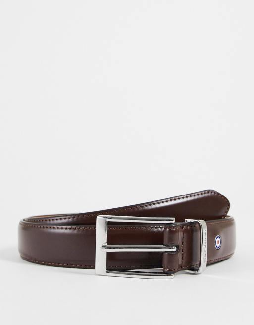 Ben Sherman script logo keeper formal leather belt in brown | ASOS