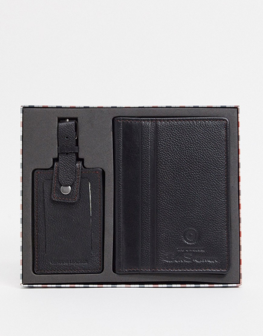 Ben Sherman - Set met paspoorthoesje en bagagelabel-Zwart