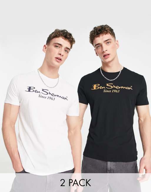 Ben Sherman - Set van 2 T-shirts in zwart en wit