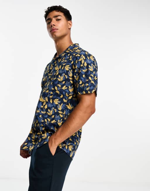 Ben Sherman short sleeve floral shirt in navy
