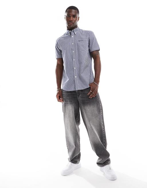 Ben Sherman short sleeve gingham shirt in dark blue, 2 of 4