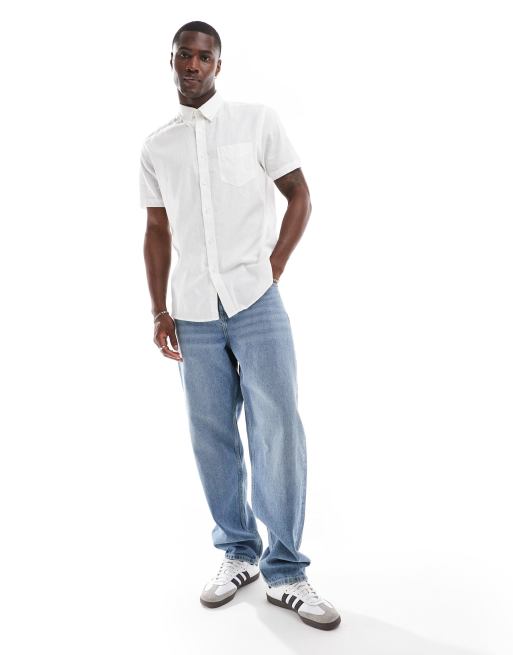 Ben Sherman short sleeve linen shirt in white ASOS