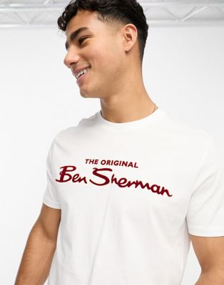Ben Sherman short sleeve logo tee in white